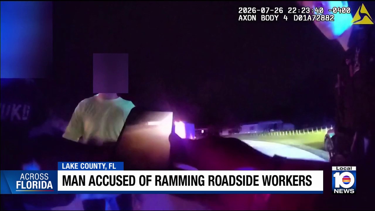 Man accused of ramming roadside workers in Lake County