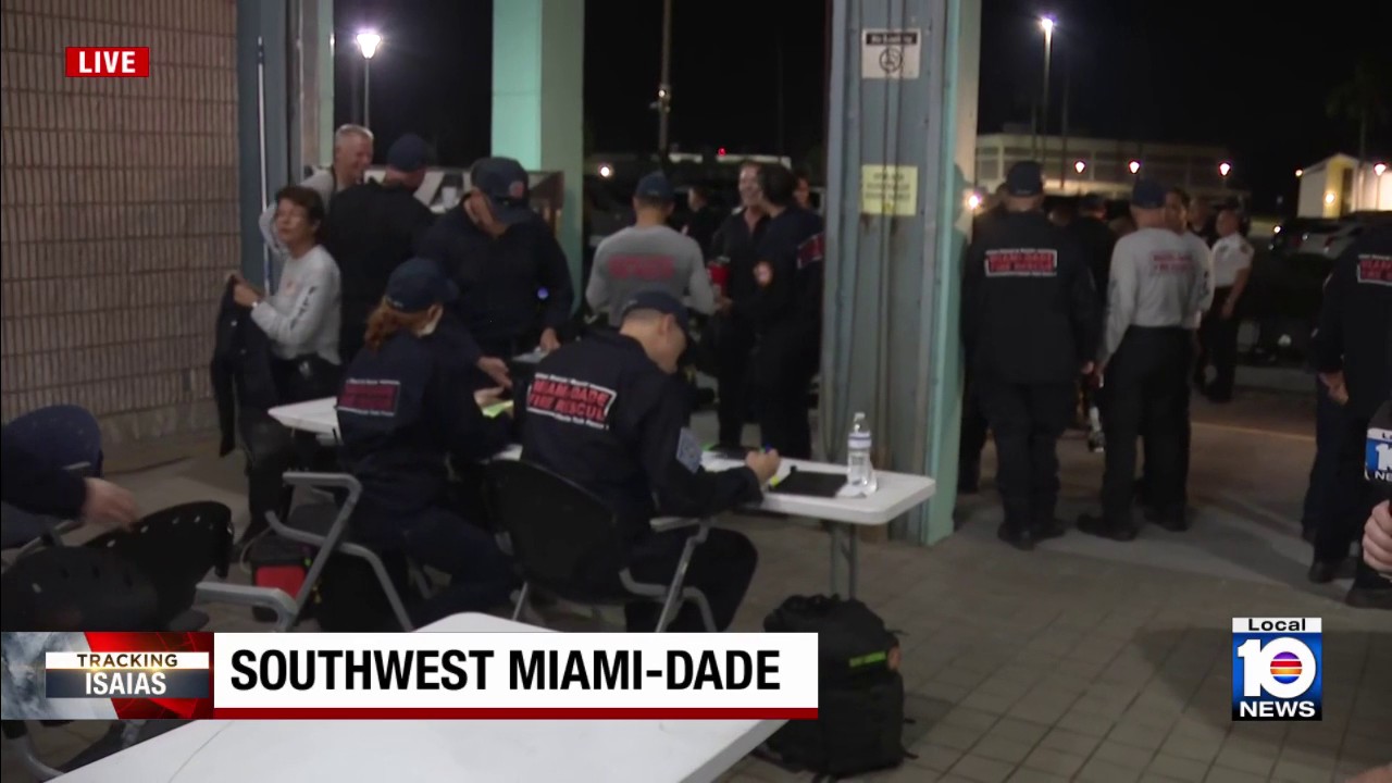 Miami-Dade Fire Rescue personnel prepare to deploy ahead of Hurricane Isaias
